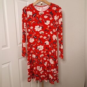 Red Floral Dress Small